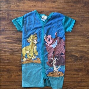 Vintage Baby Disney The Lion King All Over Print Simba Romper 1990s Rare